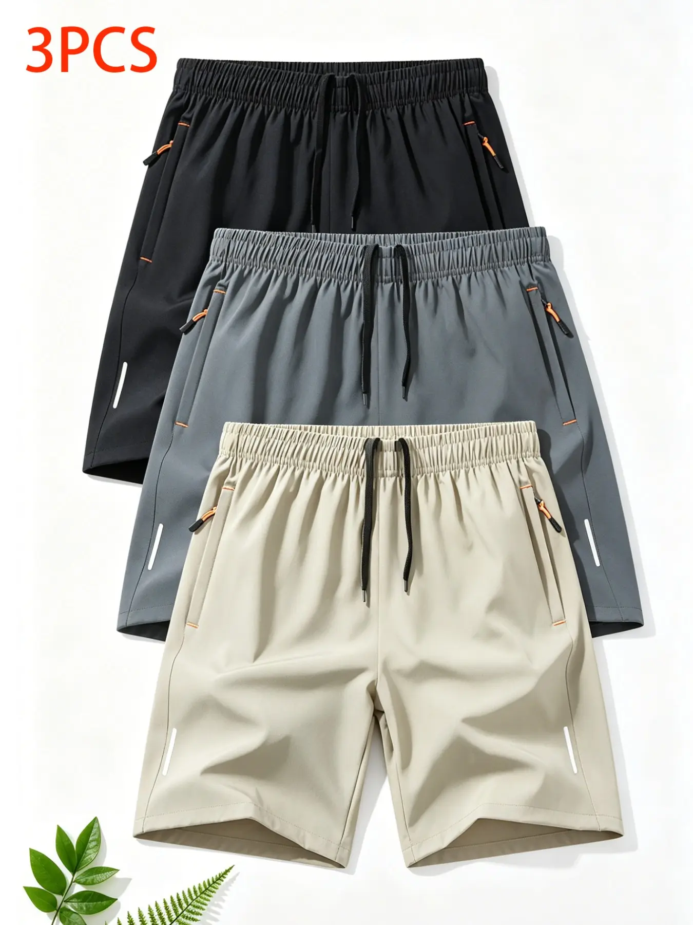 Men's Athletic Shorts with Zip Pockets – Breathable Slim-Fit Gym & Casual Sports Shorts, Sizes S-XXL