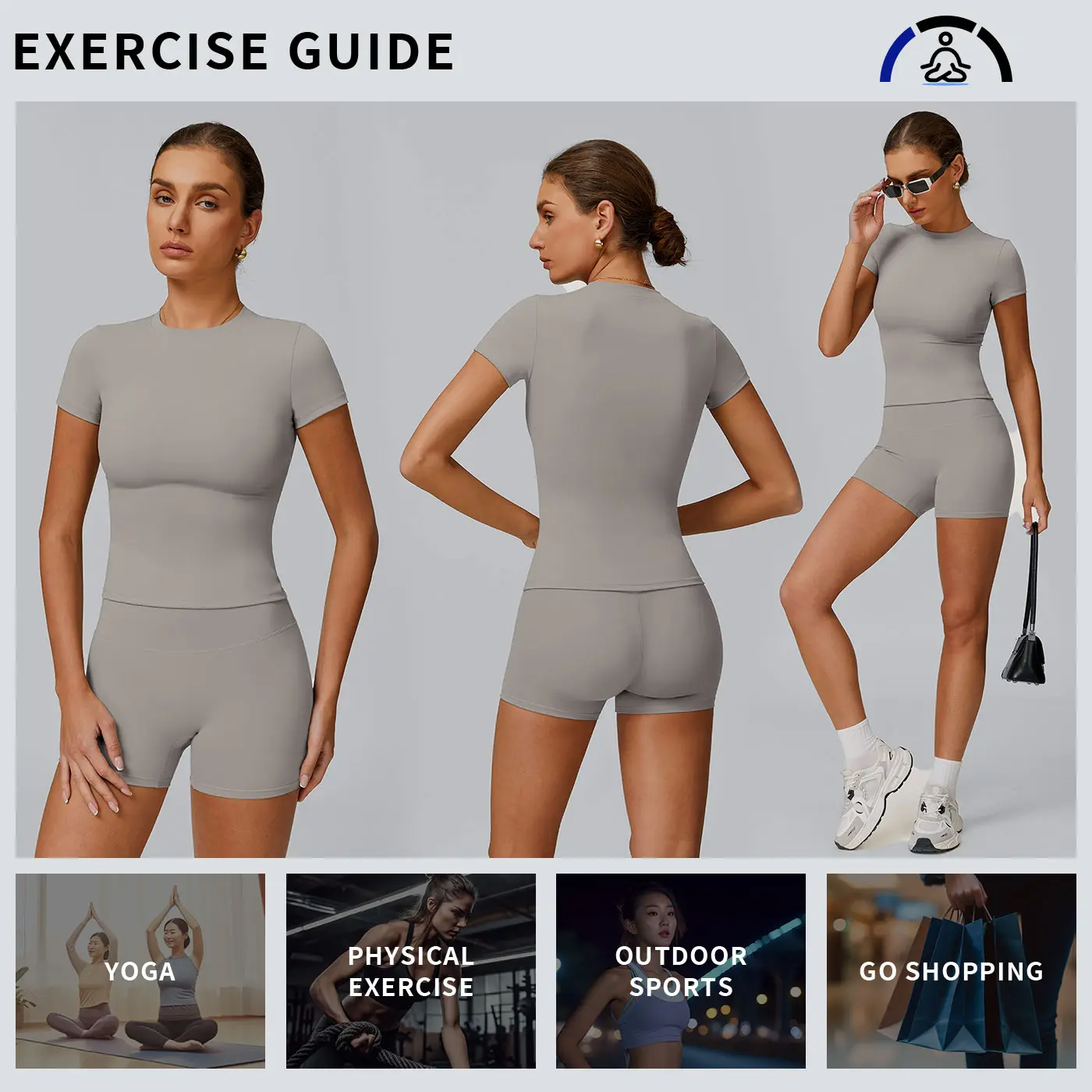 Women's 2-Piece Open-Back Workout Set – Boat Neck Tank Top & Shorts, Tummy Control, Yoga & Gym