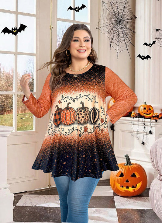 Women's Brown & Black Color Block Tunic Top – 3/4 Sleeve, Plus Size