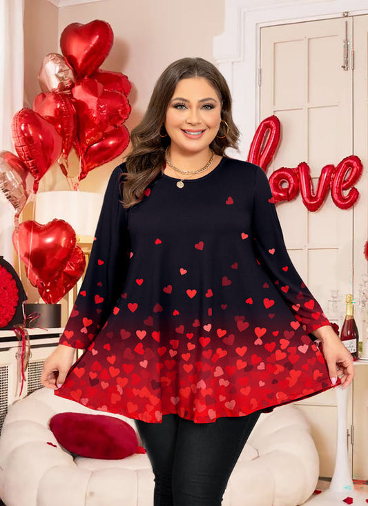Women's Classic Black Swing Tunic Top – 3/4 Sleeve, Plus Size
