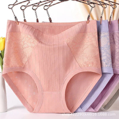 LARGE SIZE HIGH WAIST COTTON ANTIBACTERIAL ANTI SIDE LEAK UNDERWEAR