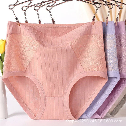 LARGE SIZE HIGH WAIST COTTON ANTIBACTERIAL ANTI SIDE LEAK UNDERWEAR