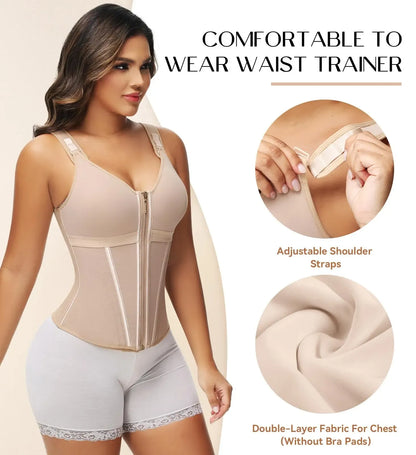 SHAPSHE Waist Shapewear for Women with Bra Girdle Workout Shapewear with Adjustable Shoulder Strap