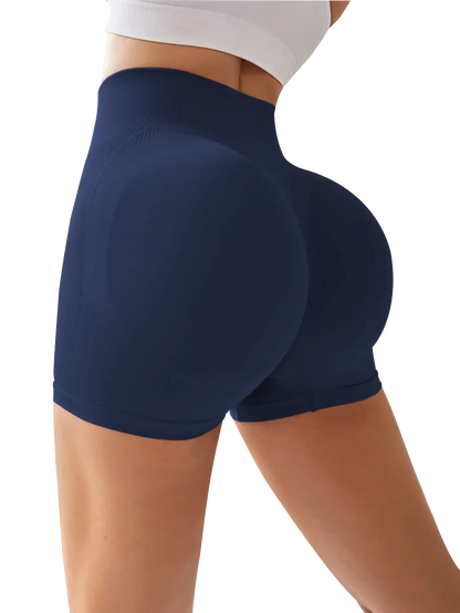 4-Pieces High Waist Tummy Control Side-Ribbed Butt-Lifting Seamless Shorts, Lightweighted Summer Shorts,  Stretchy Womenswear Bottom Peachy Shorts