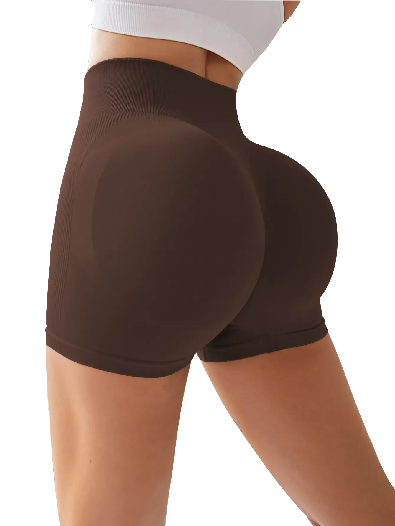 4-Pieces High Waist Tummy Control Side-Ribbed Butt-Lifting Seamless Shorts, Lightweighted Summer Shorts,  Stretchy Womenswear Bottom Peachy Shorts