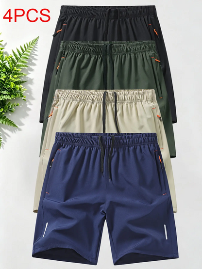 Men's Athletic Shorts with Zip Pockets – Breathable Slim-Fit Gym & Casual Sports Shorts, Sizes S-XXL