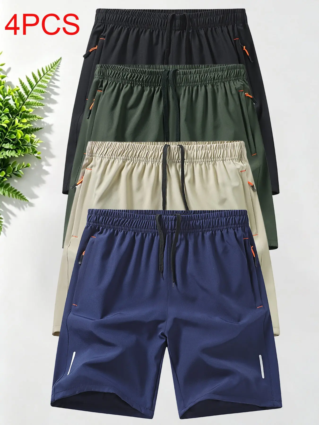 Men's Athletic Shorts with Zip Pockets – Breathable Slim-Fit Gym & Casual Sports Shorts, Sizes S-XXL