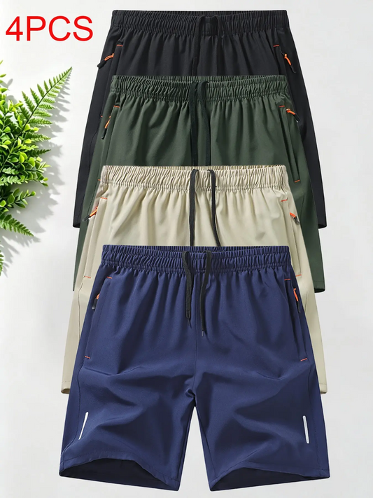 Men's Athletic Shorts with Zip Pockets – Breathable Slim-Fit Gym & Casual Sports Shorts, Sizes S-XXL