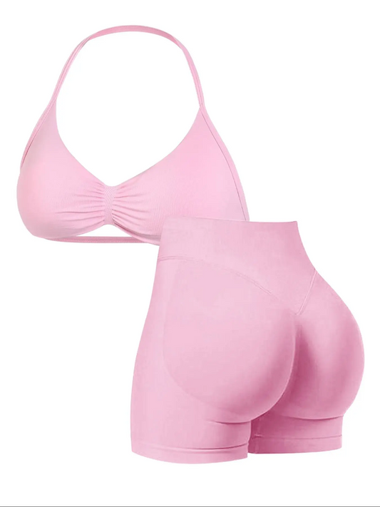 Women's High-Waist Yoga Set – Sports Bra & Shorts for Gym, Running & Fitness