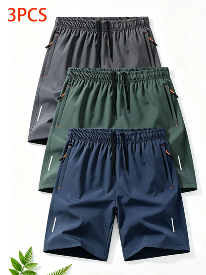 Men's Athletic Shorts with Zip Pockets – Breathable Slim-Fit Gym & Casual Sports Shorts, Sizes S-XXL