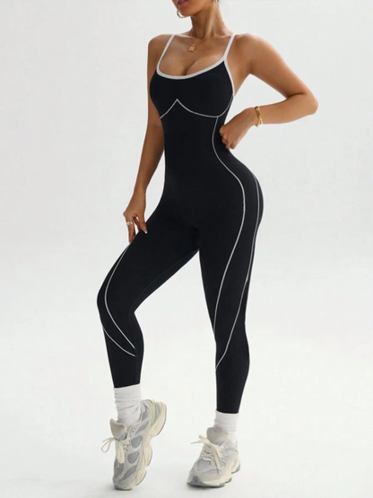 Women's Seamless Sports Jumpsuit | Halter Neck Cross-Back | High-Stretch Yoga Gym Cycling Romper