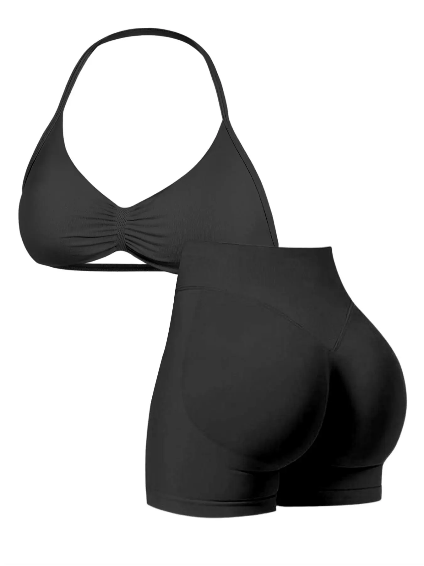 Women's High-Waist Yoga Set – Sports Bra & Shorts for Gym, Running & Fitness