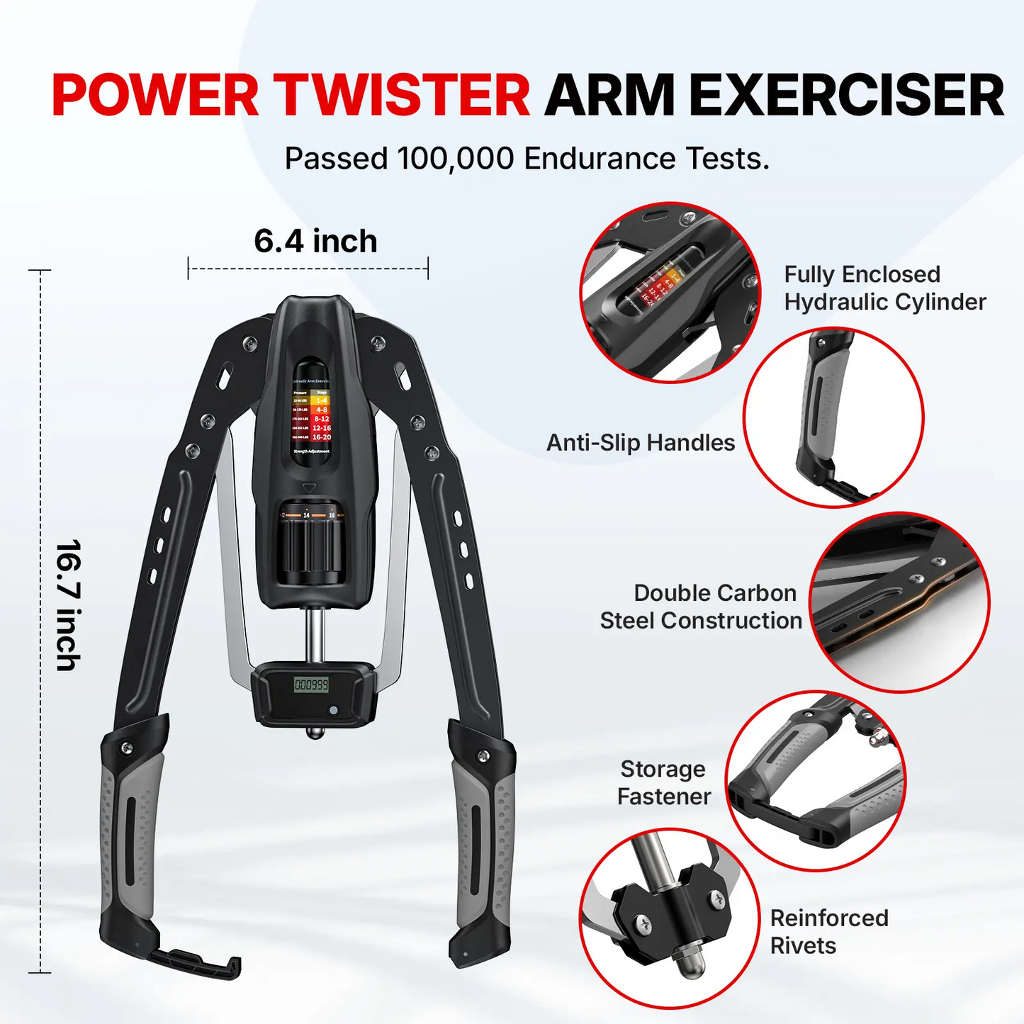 Merach Hydraulic Arm Trainer | 22–440 lbs Adjustable Resistance | Foldable Upper Body Strength Equipment for Home Gym