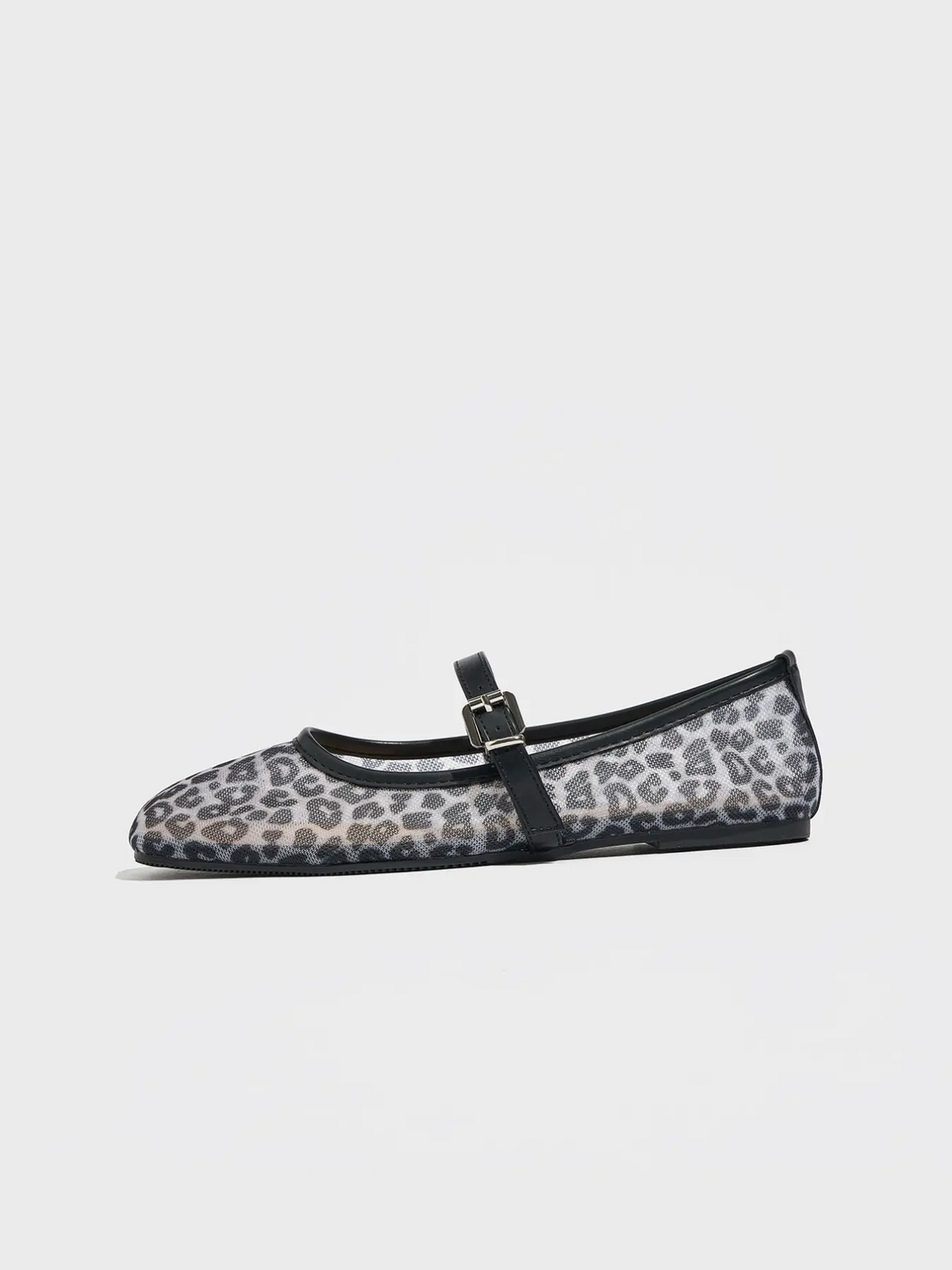 Women's Leopard Print Mesh Flats – Square Toe Slip-On, Breathable & Comfortable