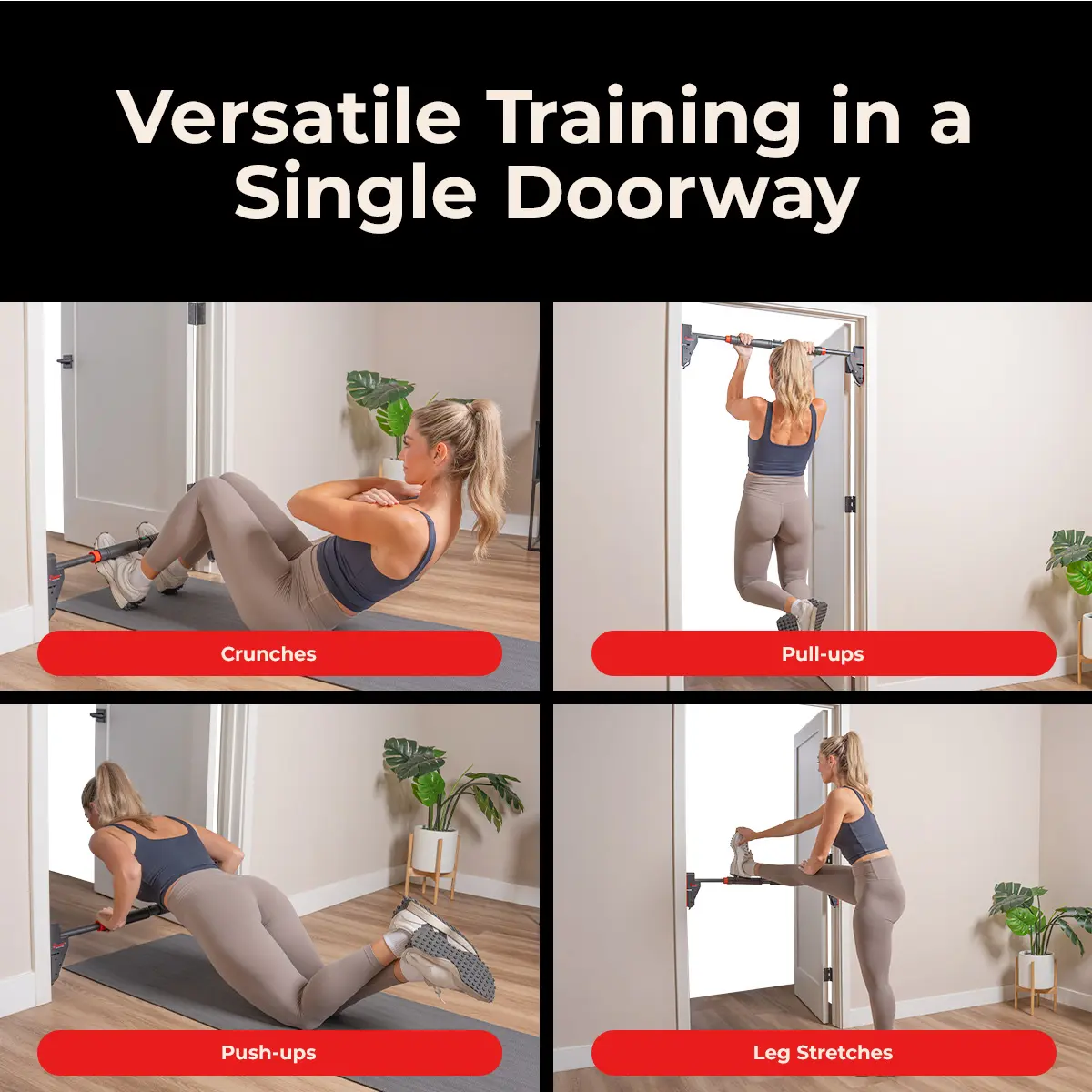 SUNNY Pull Up Bar – 330LBS Adjustable 28"-38" No-Drill, Non-Slip Heavy Duty Home Gym Bar