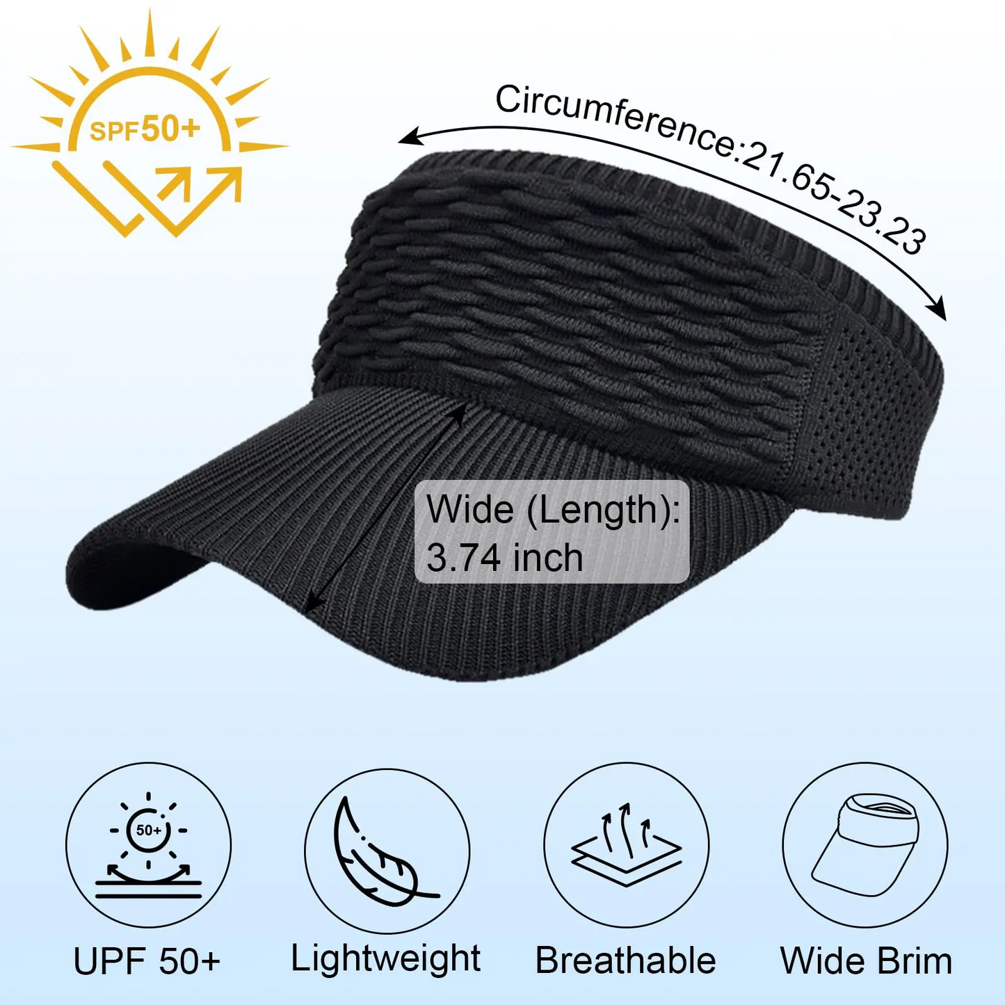 Women's High Ponytail Sun Visor Hat (2-Pack) – UV Protection, Breathable Open-Top Cap for Running & Outdoor