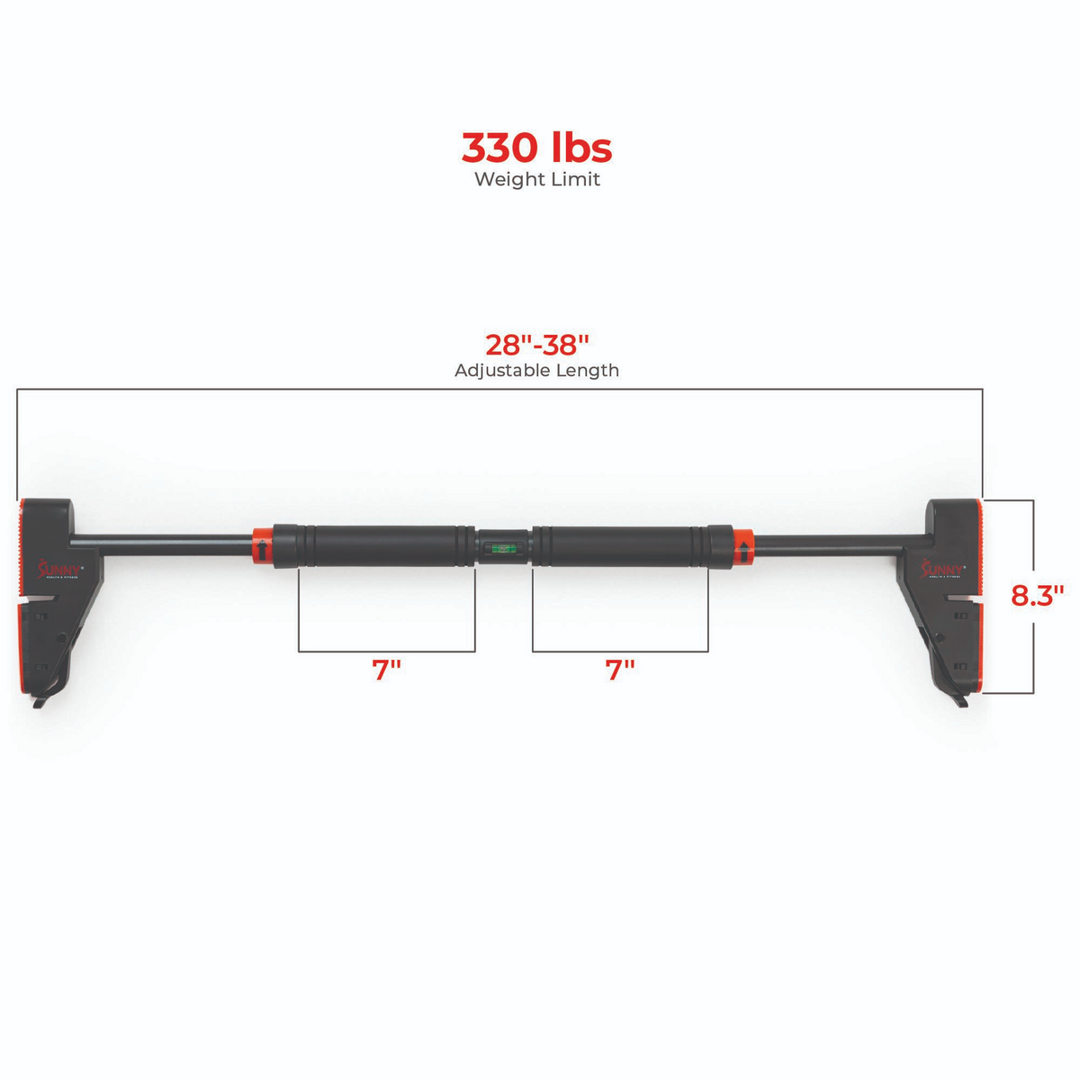 SUNNY Pull Up Bar – 330LBS Adjustable 28"-38" No-Drill, Non-Slip Heavy Duty Home Gym Bar