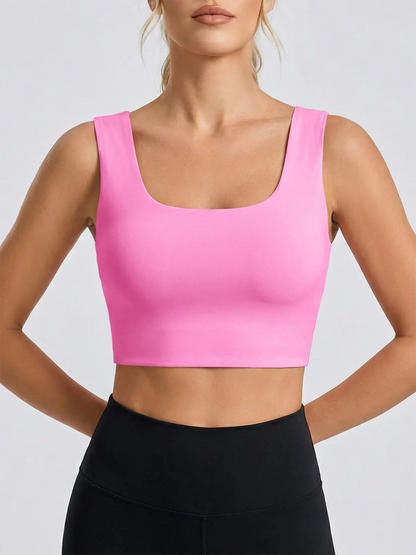 Women's Seamless Longline Sports Bra – Square Neck, Padded, Buttery Soft for Yoga & Gym