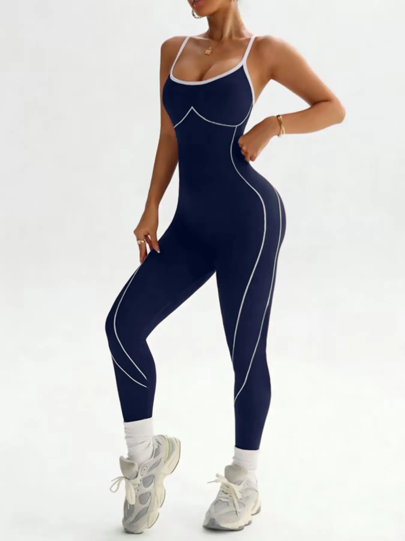Women's Seamless Sports Jumpsuit | Halter Neck Cross-Back | High-Stretch Yoga Gym Cycling Romper