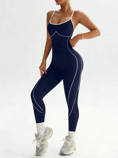 Women's Seamless Sports Jumpsuit | Halter Neck Cross-Back | High-Stretch Yoga Gym Cycling Romper
