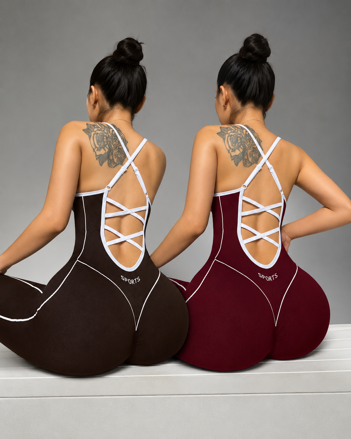 Women's Seamless Sports Jumpsuit | Halter Neck Cross-Back | High-Stretch Yoga Gym Cycling Romper