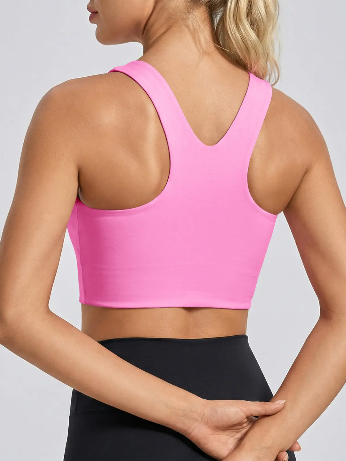 Women's Seamless Longline Sports Bra – Square Neck, Padded, Buttery Soft for Yoga & Gym
