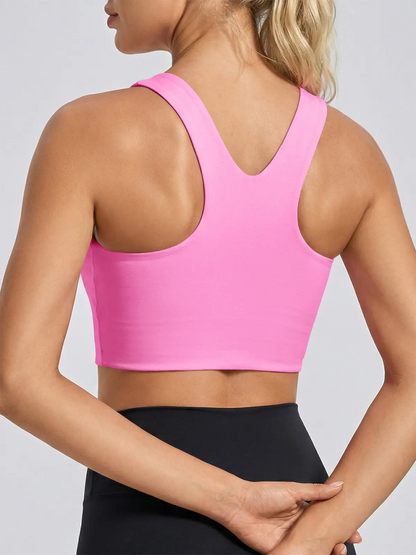 Women's Seamless Longline Sports Bra – Square Neck, Padded, Buttery Soft for Yoga & Gym