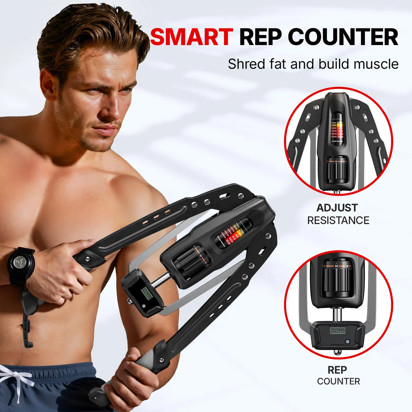 Merach Hydraulic Arm Trainer | 22–440 lbs Adjustable Resistance | Foldable Upper Body Strength Equipment for Home Gym