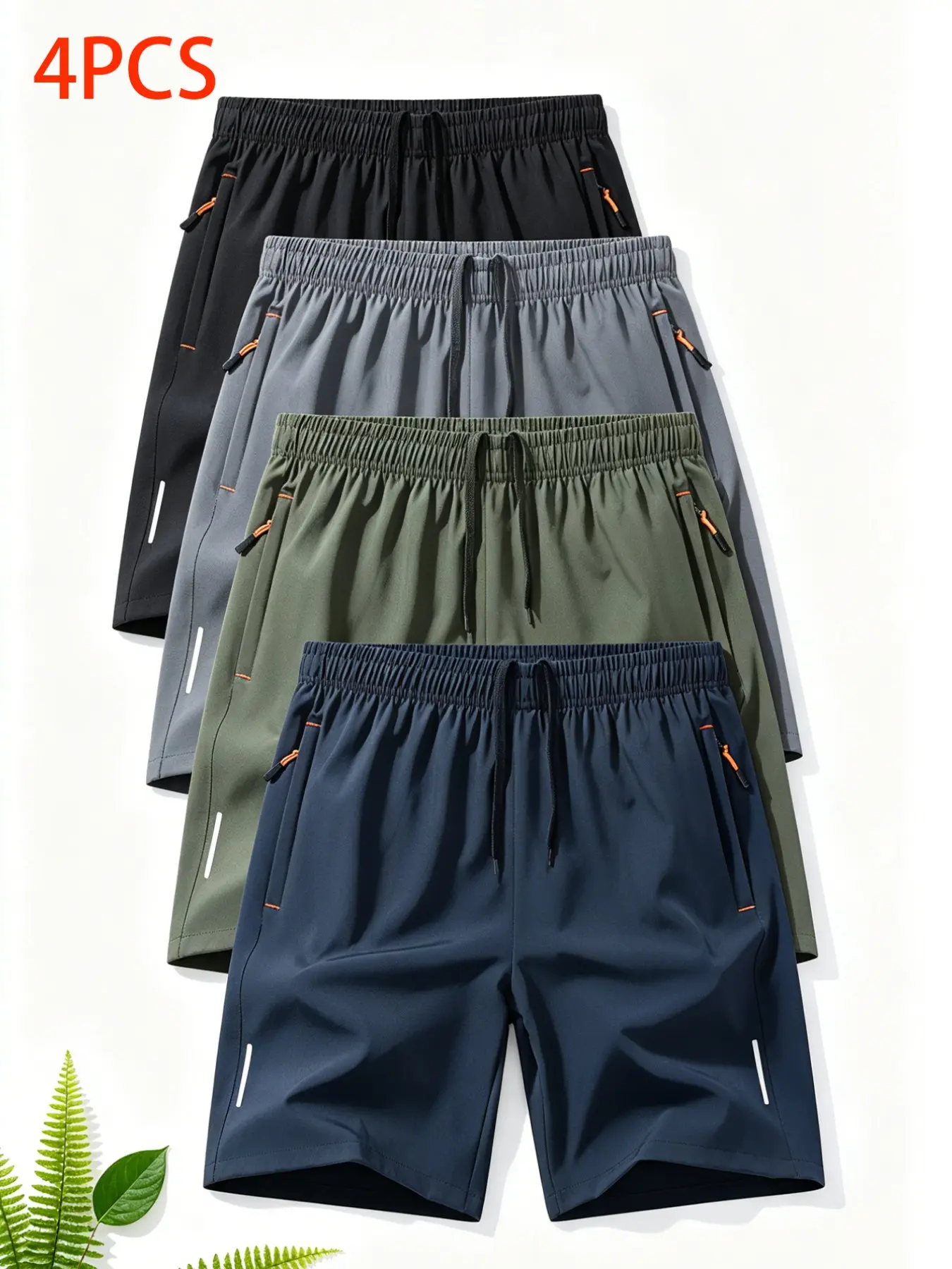 Men's Athletic Shorts with Zip Pockets – Breathable Slim-Fit Gym & Casual Sports Shorts, Sizes S-XXL