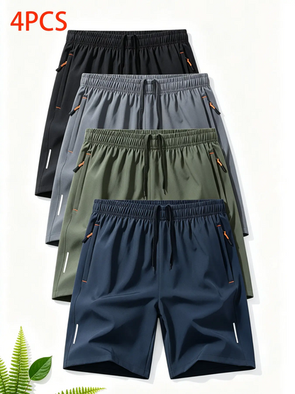 Men's Athletic Shorts with Zip Pockets – Breathable Slim-Fit Gym & Casual Sports Shorts, Sizes S-XXL