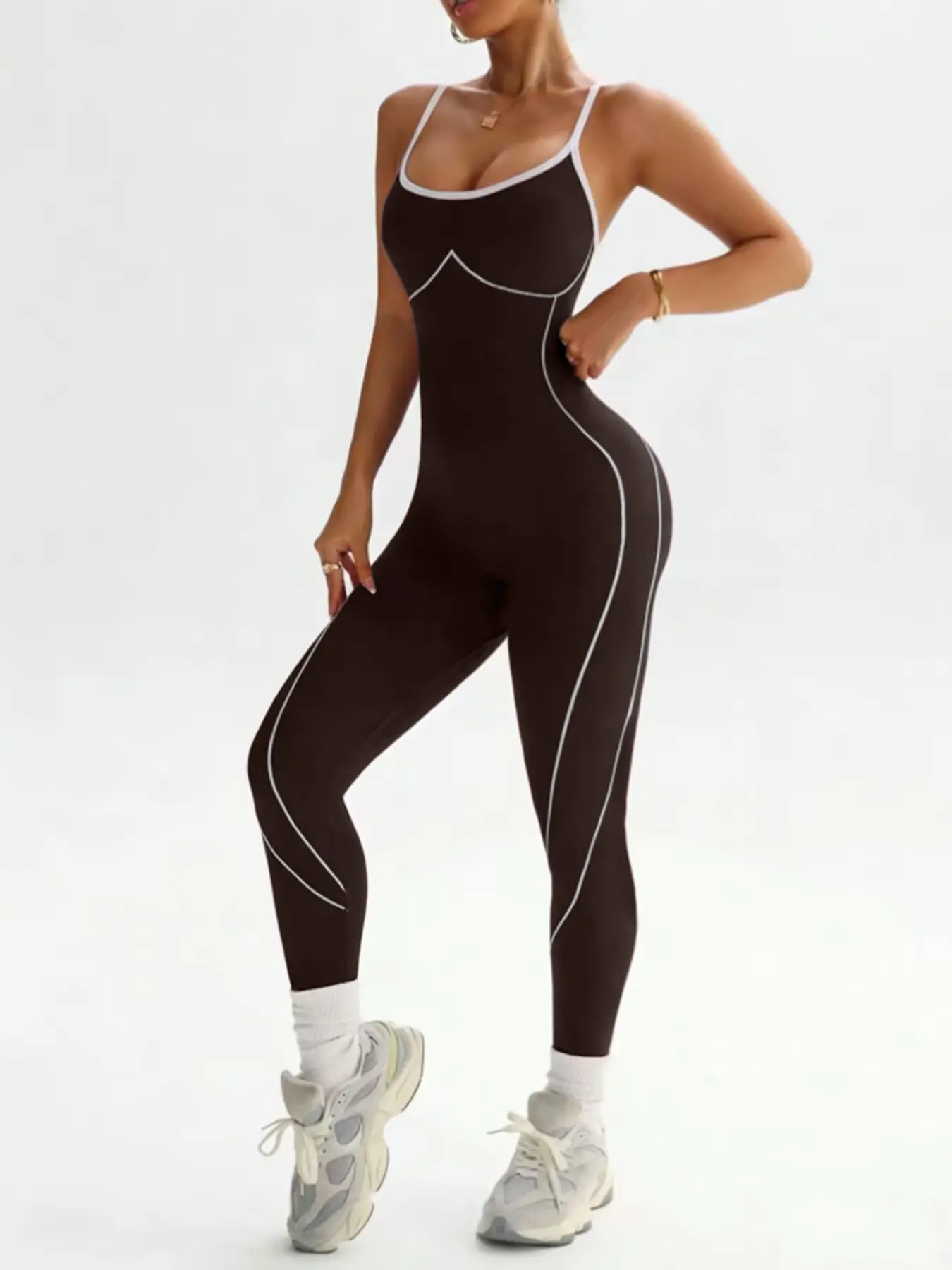 Women's Seamless Sports Jumpsuit | Halter Neck Cross-Back | High-Stretch Yoga Gym Cycling Romper