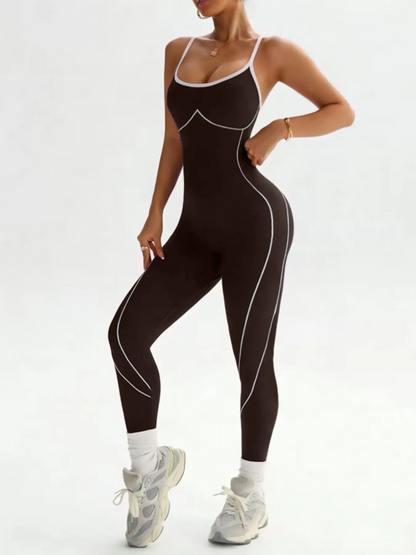 Women's Seamless Sports Jumpsuit | Halter Neck Cross-Back | High-Stretch Yoga Gym Cycling Romper