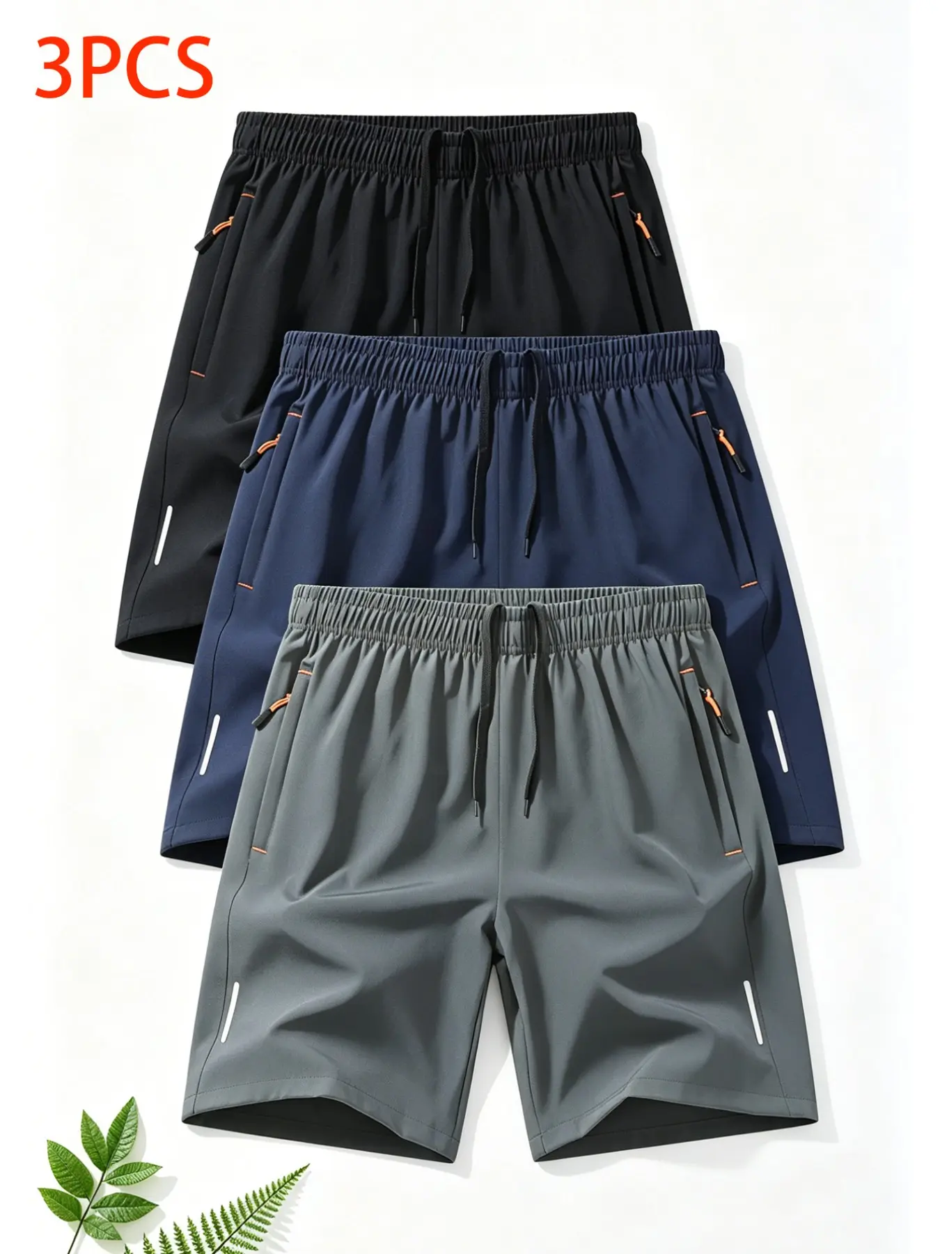 Men's Athletic Shorts with Zip Pockets – Breathable Slim-Fit Gym & Casual Sports Shorts, Sizes S-XXL