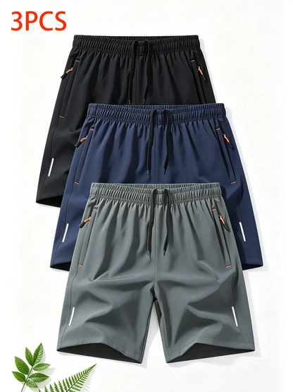 Men's Athletic Shorts with Zip Pockets – Breathable Slim-Fit Gym & Casual Sports Shorts, Sizes S-XXL