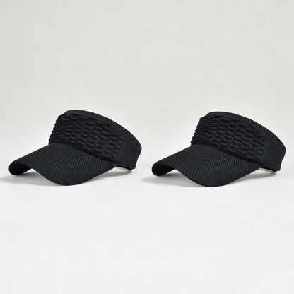 Women's High Ponytail Sun Visor Hat (2-Pack) – UV Protection, Breathable Open-Top Cap for Running & Outdoor