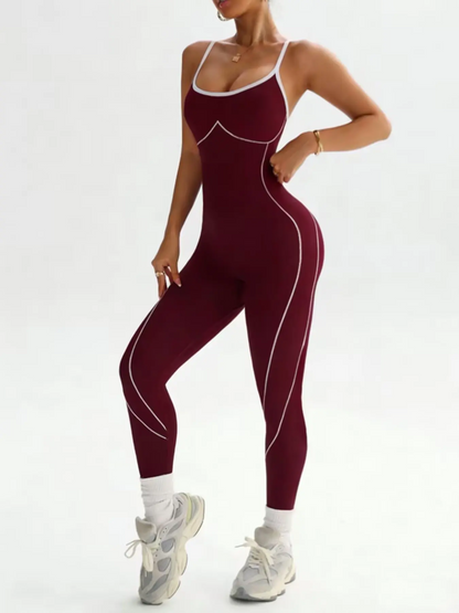 Women's Seamless Sports Jumpsuit | Halter Neck Cross-Back | High-Stretch Yoga Gym Cycling Romper