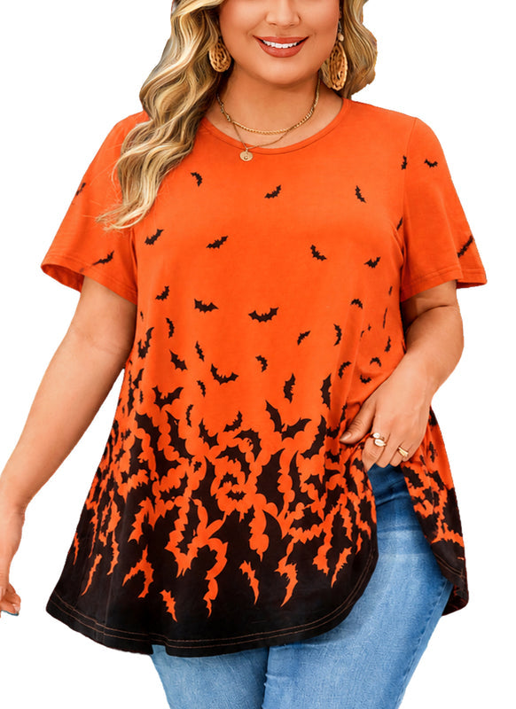 Women's Halloween Orange & Black Swing Tunic Top – Plus Size