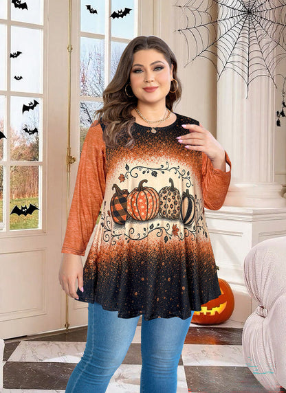 Women's Brown & Black Color Block Tunic Top – 3/4 Sleeve, Plus Size