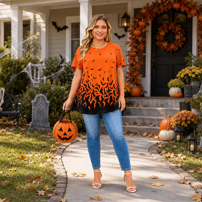 Women's Halloween Orange & Black Swing Tunic Top – Plus Size