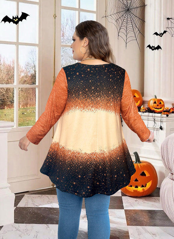 Women's Brown & Black Color Block Tunic Top – 3/4 Sleeve, Plus Size