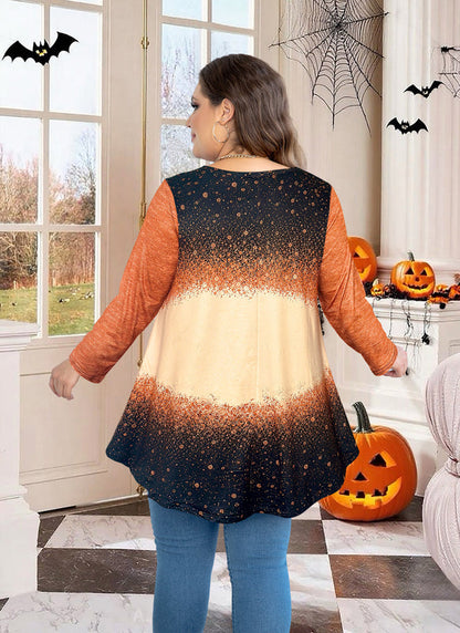 Women's Brown & Black Color Block Tunic Top – 3/4 Sleeve, Plus Size