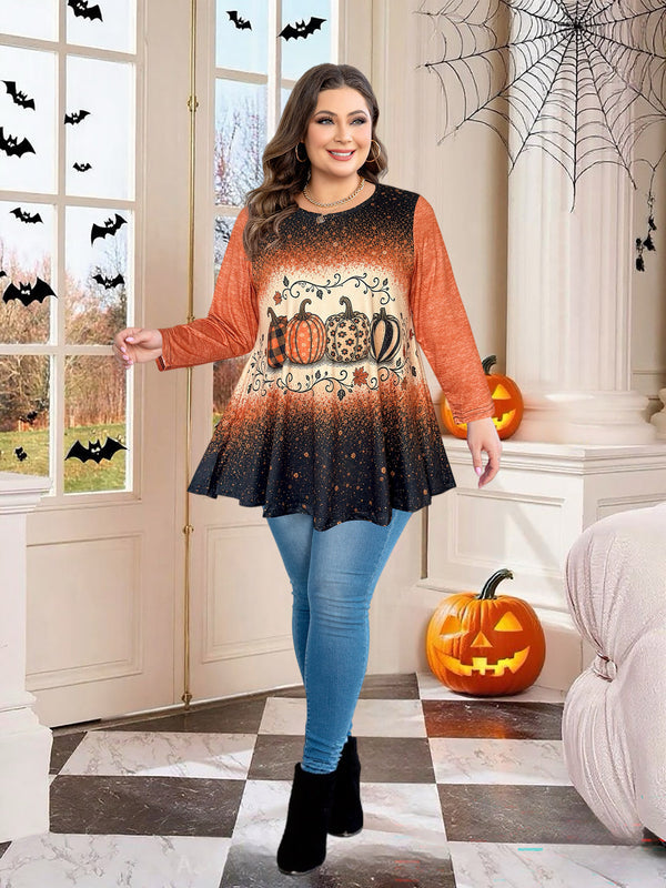 Women's Brown & Black Color Block Tunic Top – 3/4 Sleeve, Plus Size
