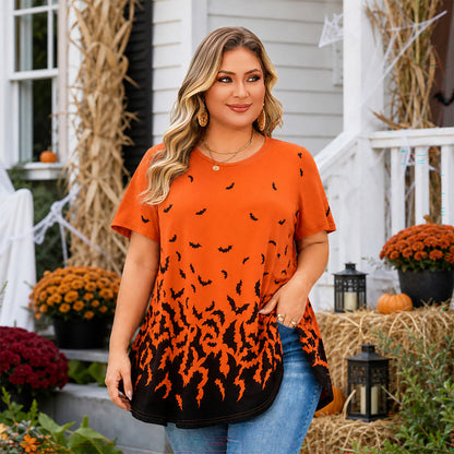 Women's Halloween Orange & Black Swing Tunic Top – Plus Size