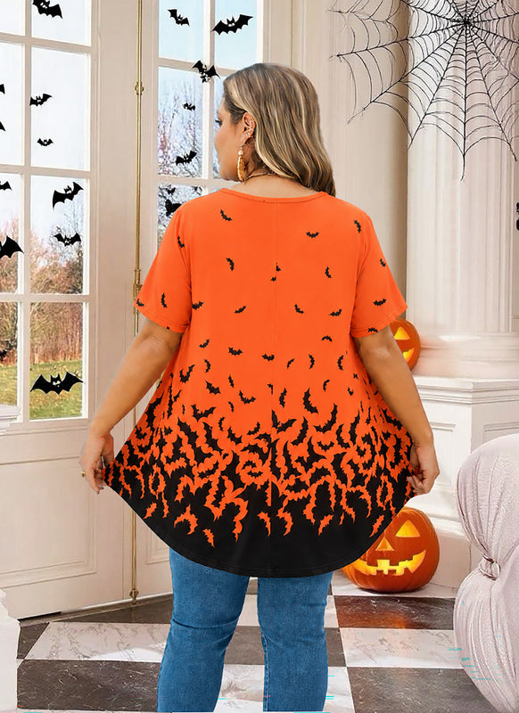 Women's Halloween Orange & Black Swing Tunic Top – Plus Size