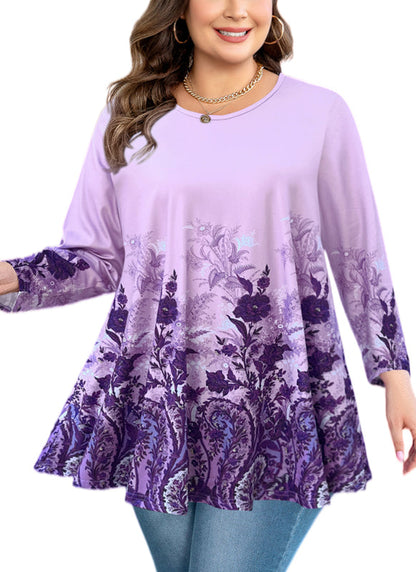 Women's Lavender Swing Tunic Top – 3/4 Sleeve, Plus Size
