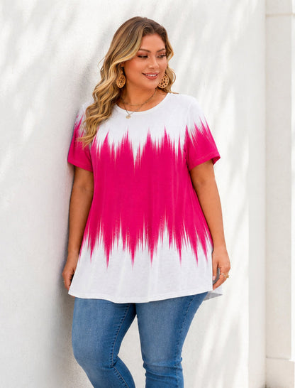 Women's Plus Size Short Sleeve Swing Tunic Top | Flowy Blouse