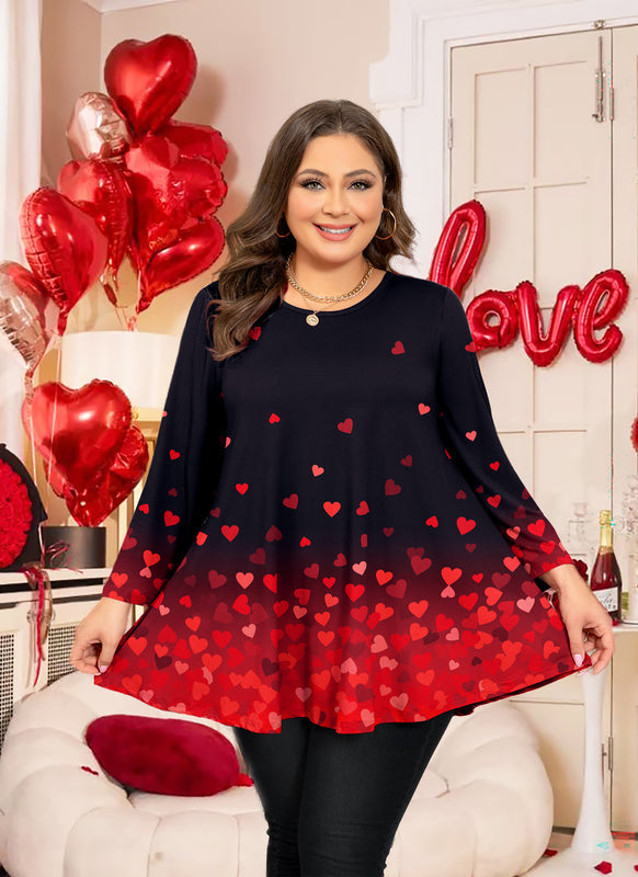 Women's Classic Black Swing Tunic Top – 3/4 Sleeve, Plus Size