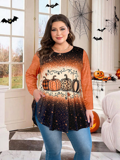 Women's Brown & Black Color Block Tunic Top – 3/4 Sleeve, Plus Size