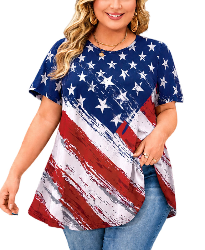 Women's American Flag Swing Tunic Top – Short Sleeve, S–4XL