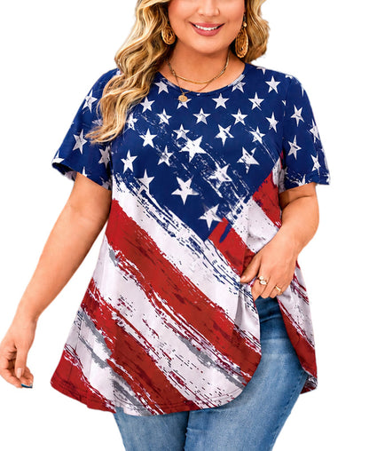 Women's American Flag Swing Tunic Top – Short Sleeve, S–4XL